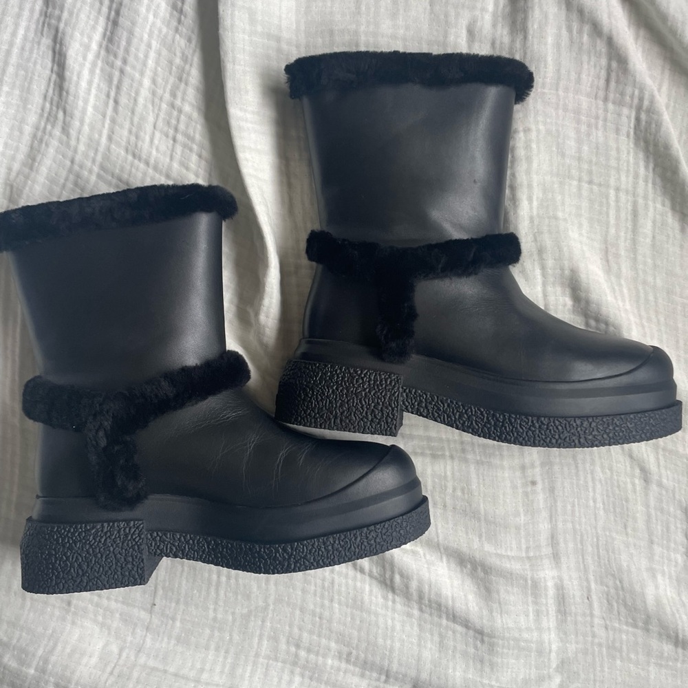 Stuart Weitzman Black Fur Booties